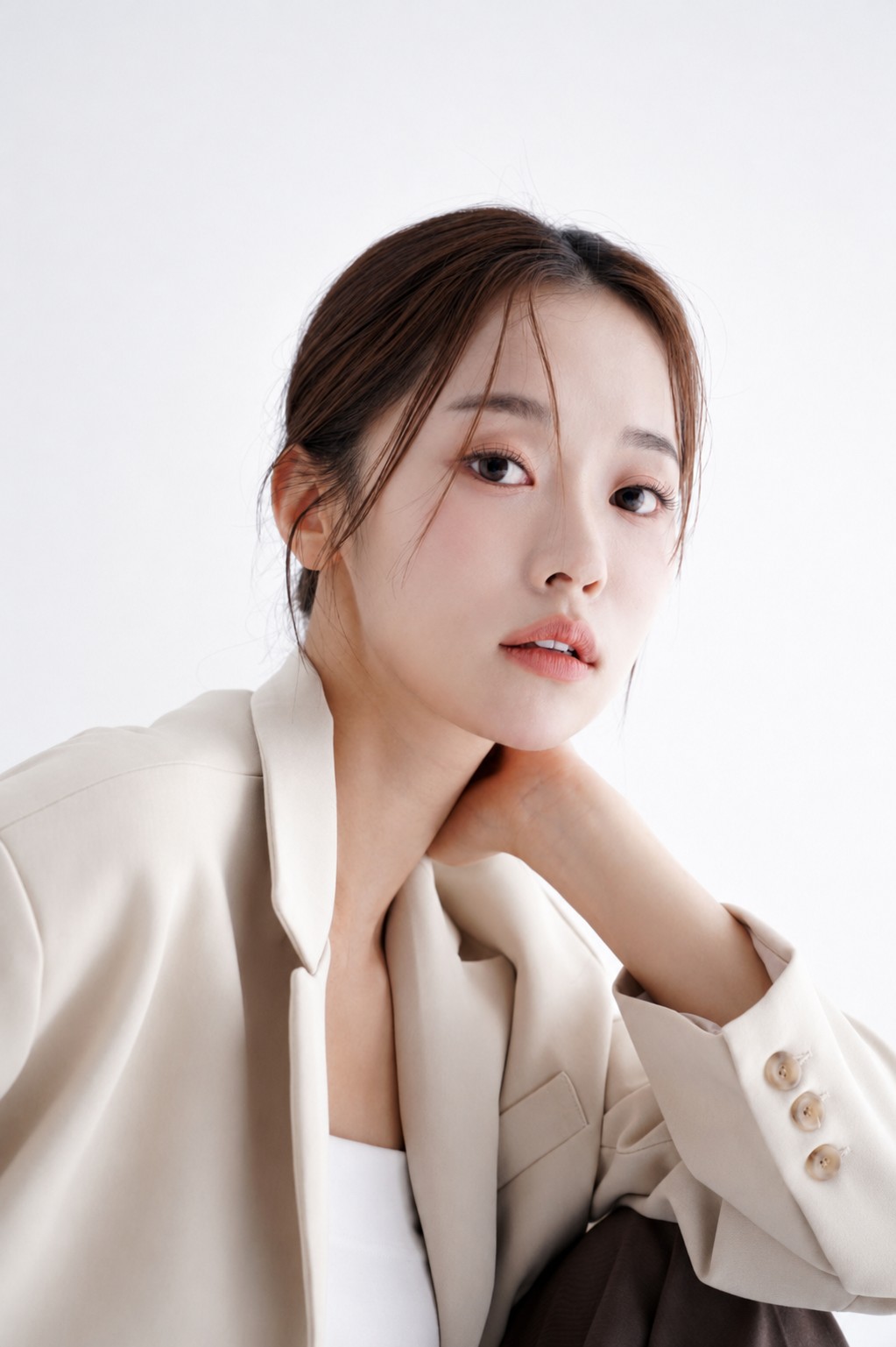 차분한 눈빛과 고유한 인상에 집중한 스튜디오 프로필